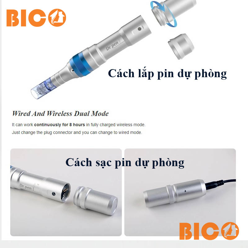 cách tháo pin sạc dự phòng và cách sạc pin máy măn kim Dr Pen A6 tích điện